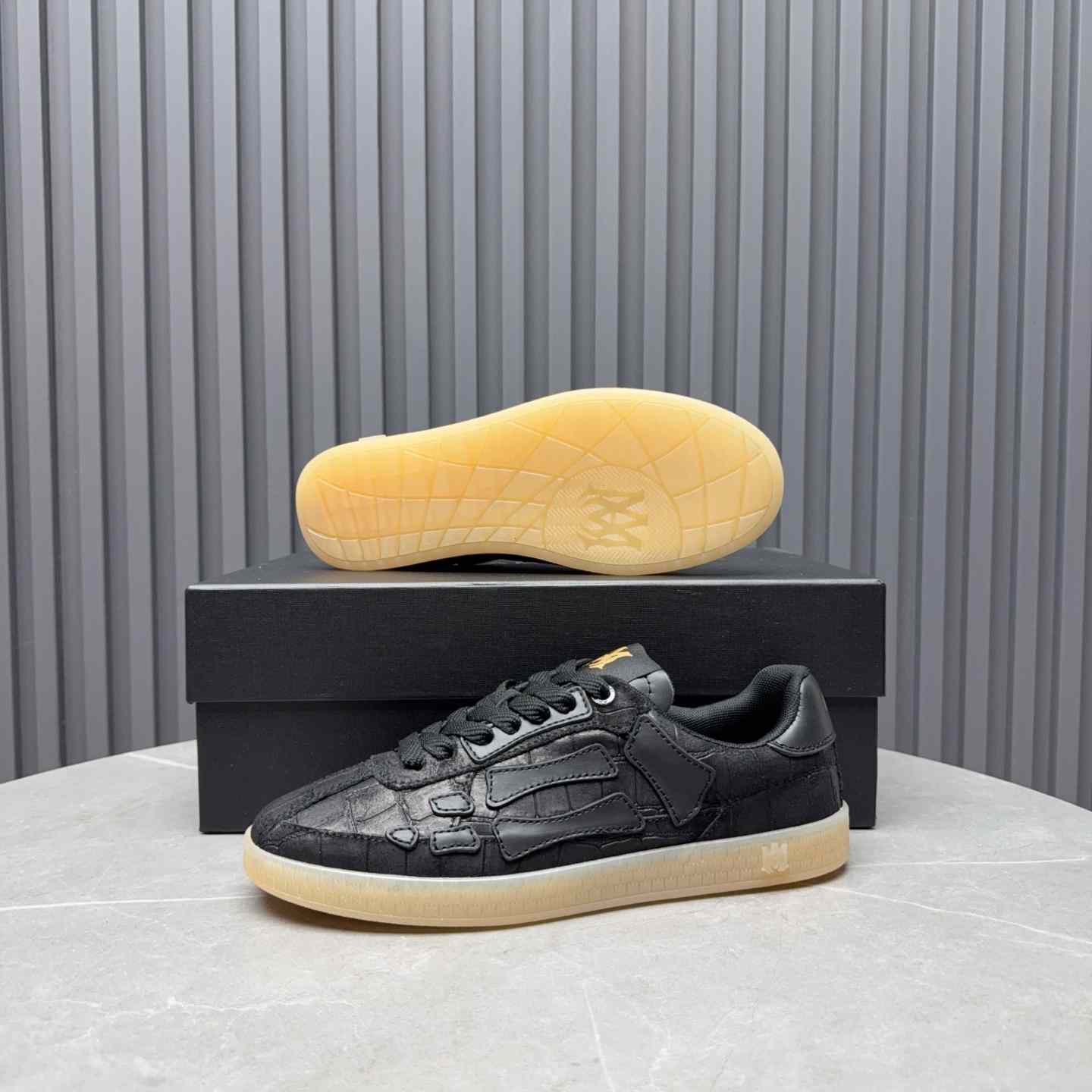 Amiri Pacific 'Croc Debossed Bones - Black' Sneakers - DopestKickz