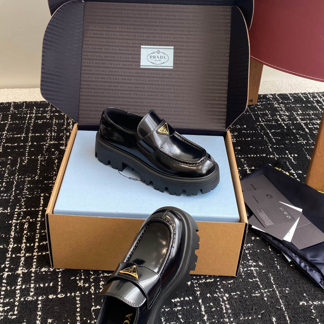 Prada Brushed Leather Loafers - DopestKickz