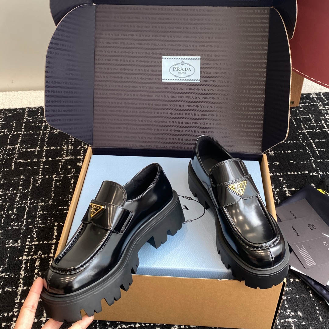 Prada Brushed Leather Loafers - DopestKickz
