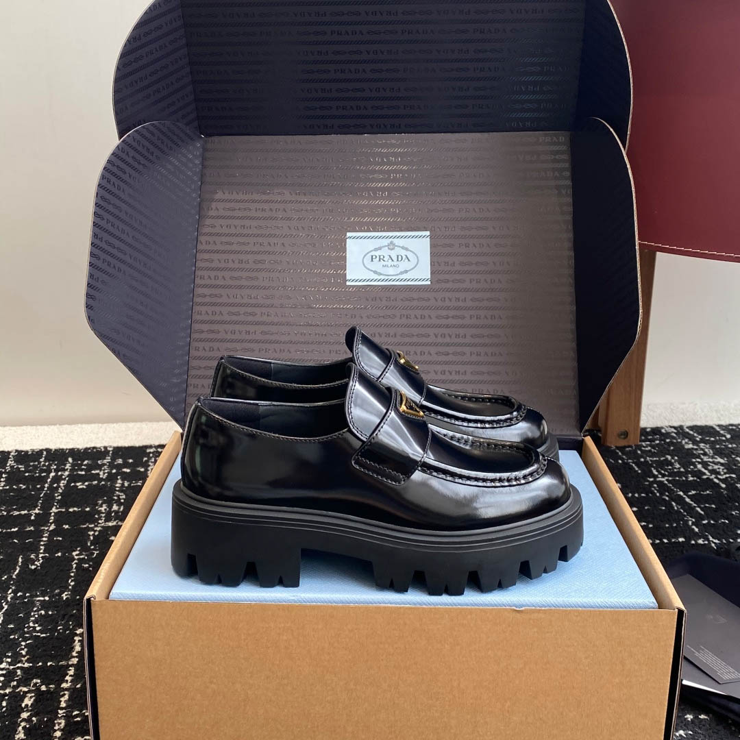 Prada Brushed Leather Loafers - DopestKickz