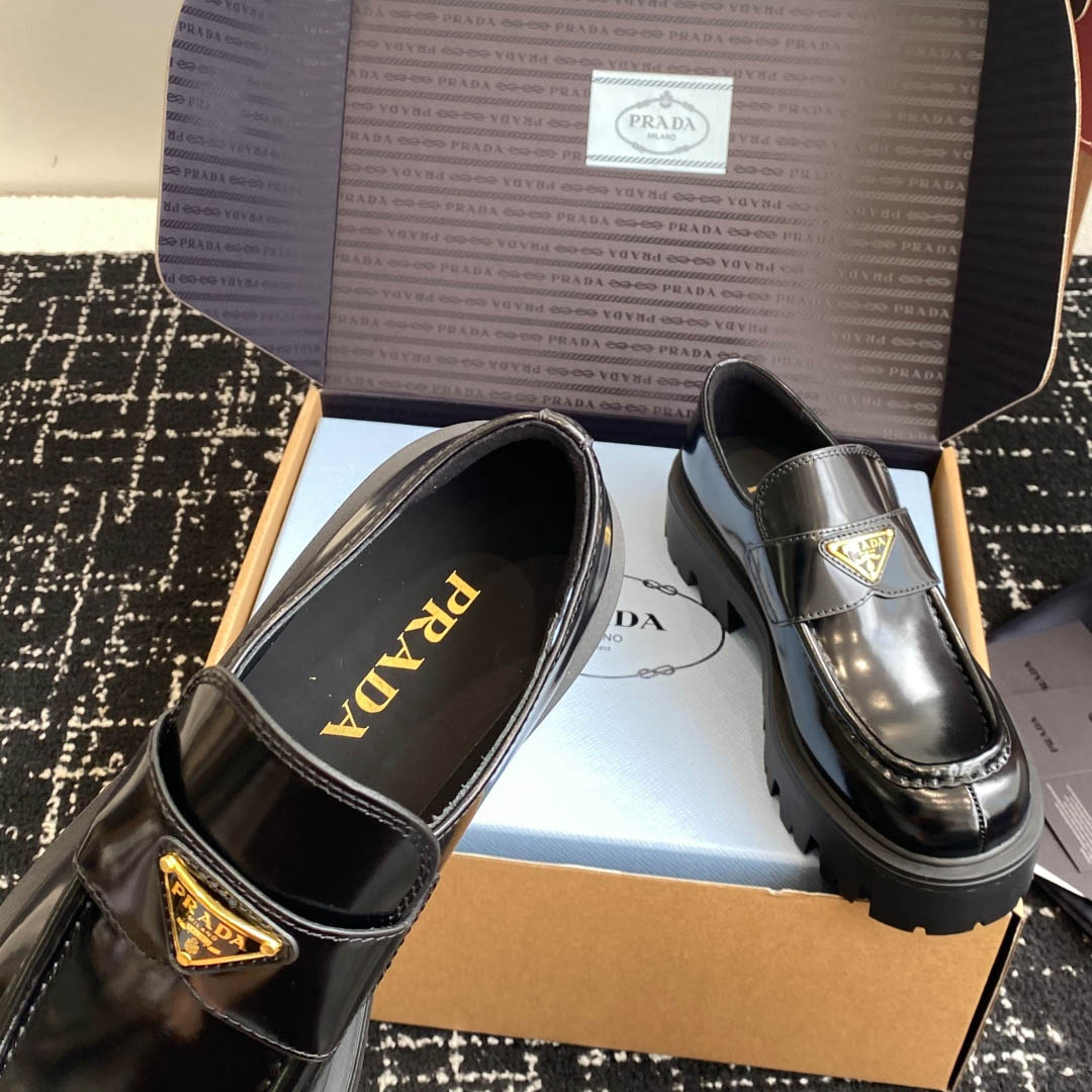 Prada Brushed Leather Loafers - DopestKickz