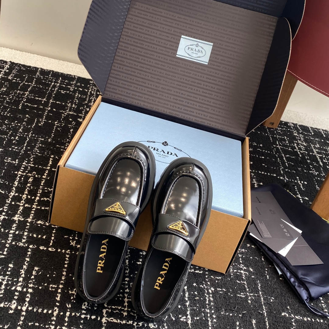 Prada Brushed Leather Loafers - DopestKickz