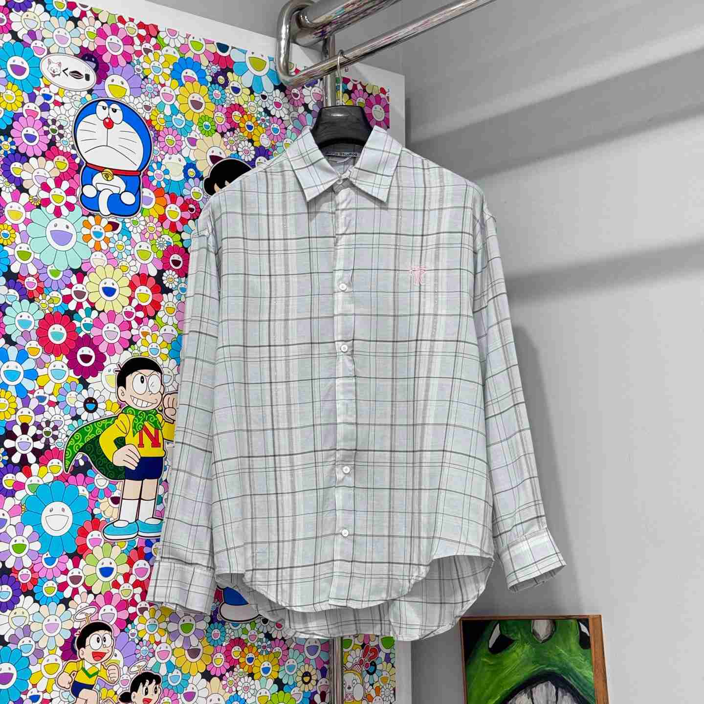 Acne Studios  LINEN CHECK BUTTON-UP SHIRT - DopestKickz