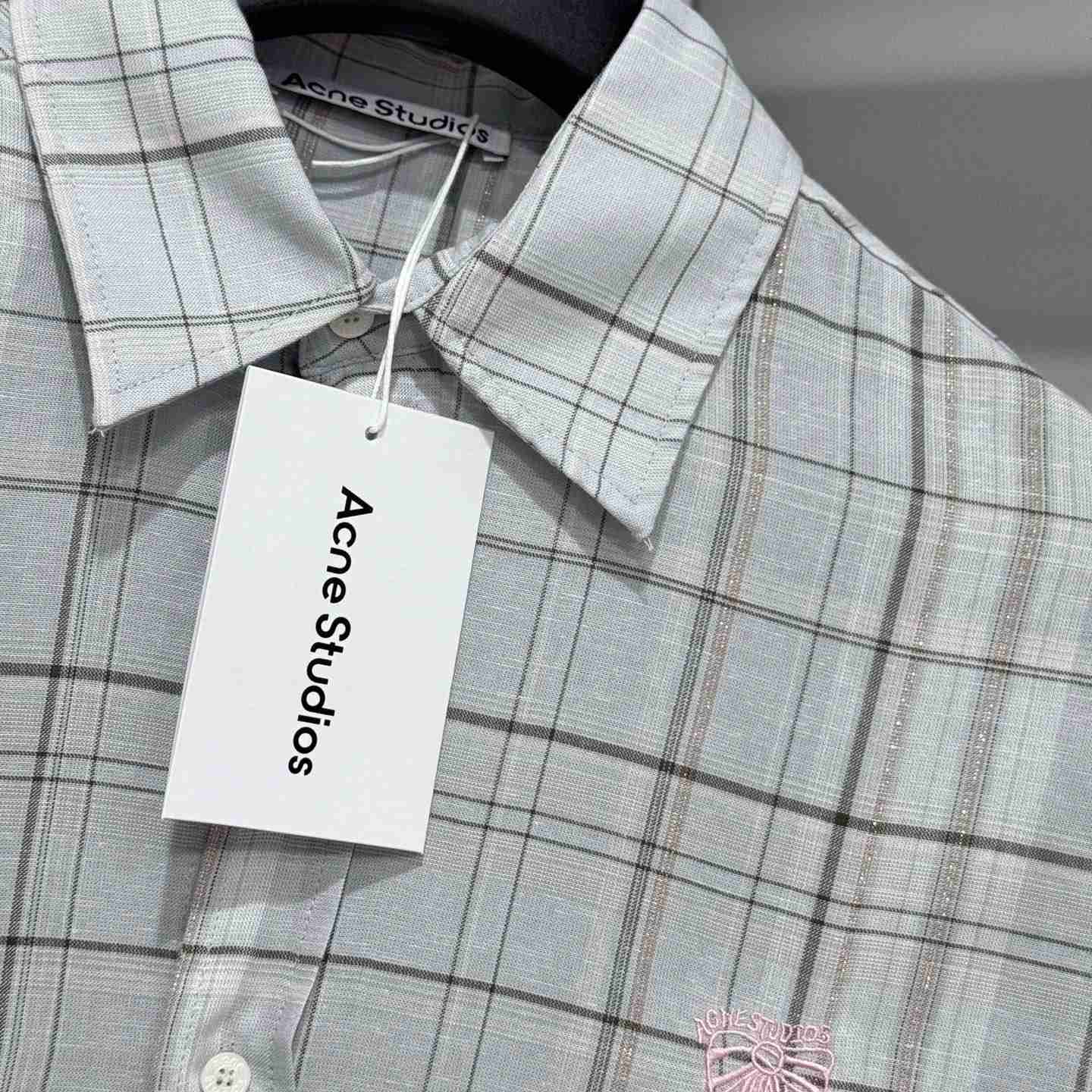 Acne Studios  LINEN CHECK BUTTON-UP SHIRT - DopestKickz