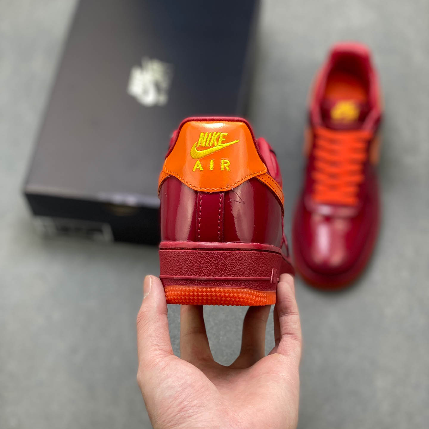 Nike Air Force 1 Low 'Patent Leather Dark Team Red' - DopestKickz