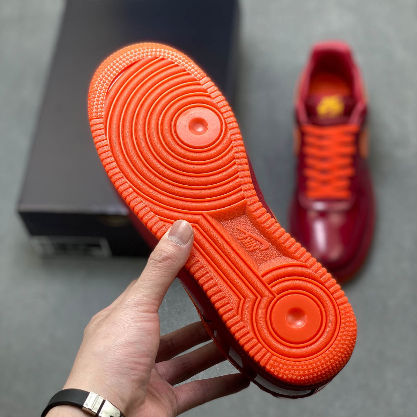 Nike Air Force 1 Low 'Patent Leather Dark Team Red' - DopestKickz