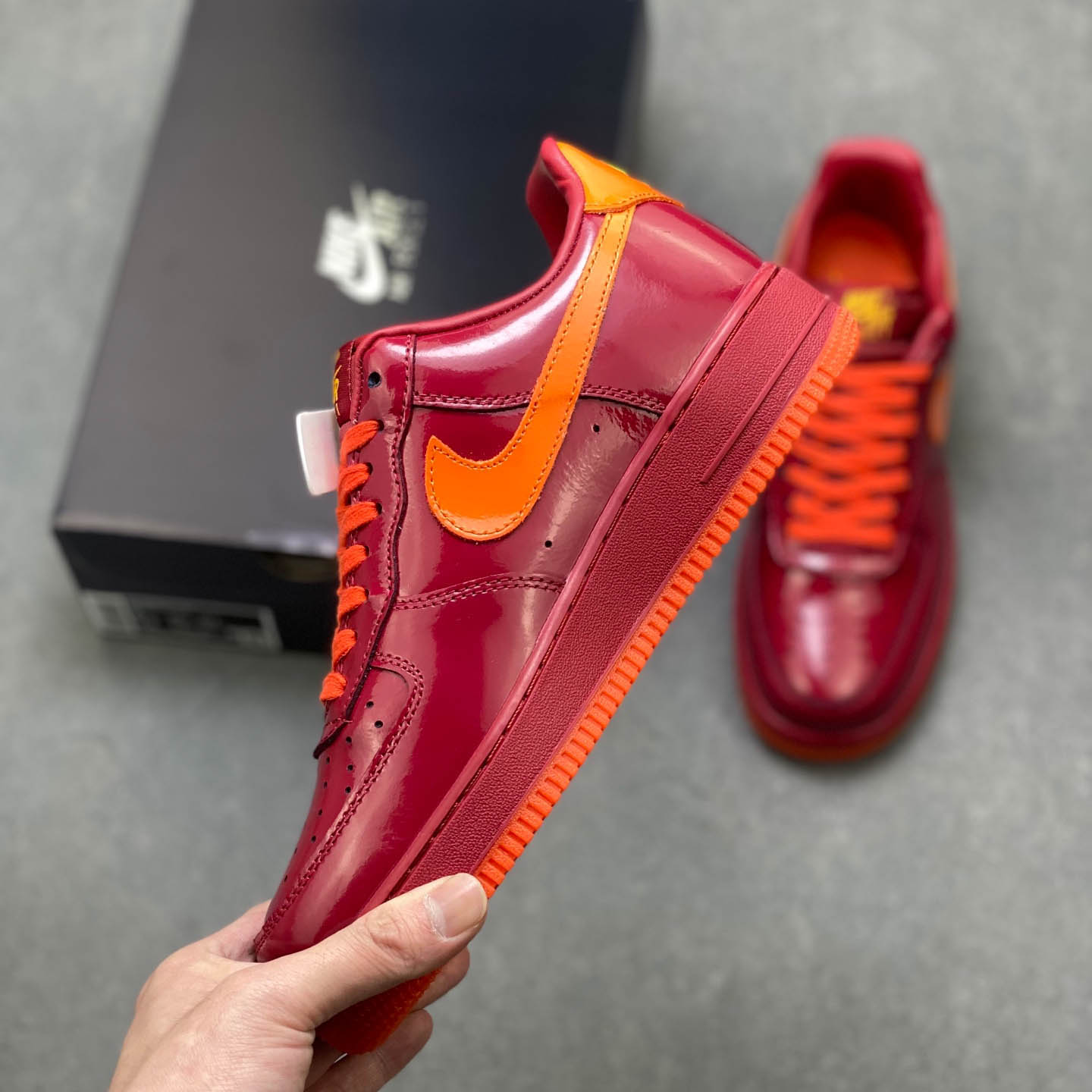 Nike Air Force 1 Low 'Patent Leather Dark Team Red' - DopestKickz