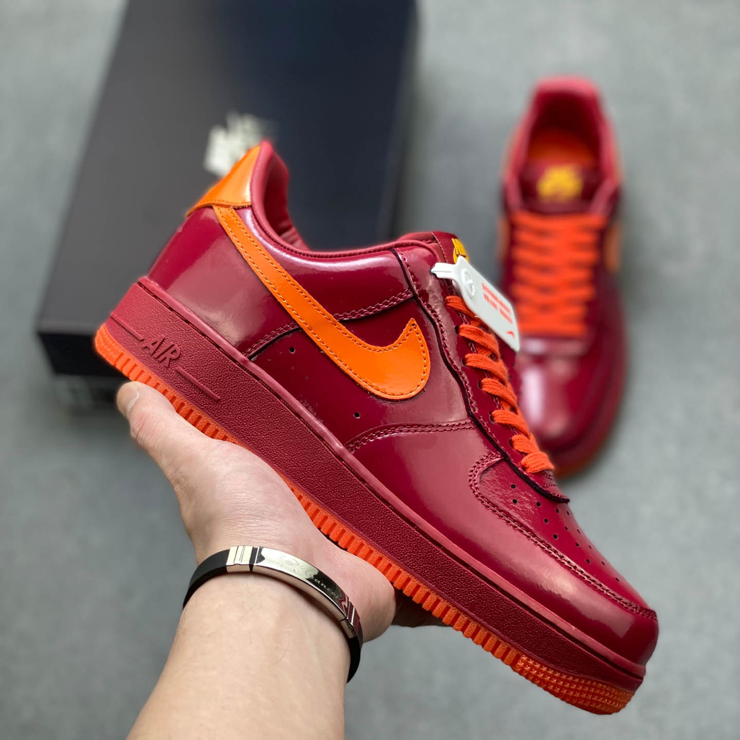 Nike Air Force 1 Low 'Patent Leather Dark Team Red' - DopestKickz