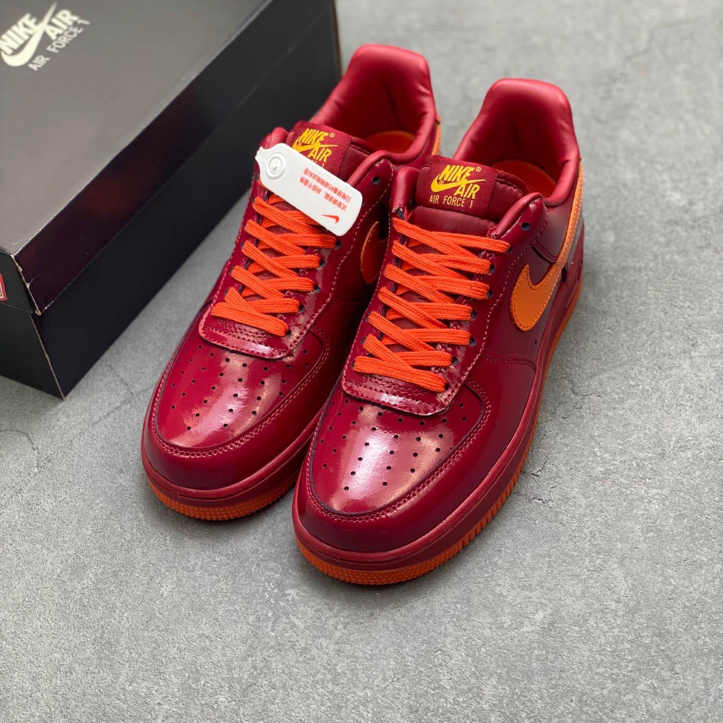 Nike Air Force 1 Low 'Patent Leather Dark Team Red' - DopestKickz