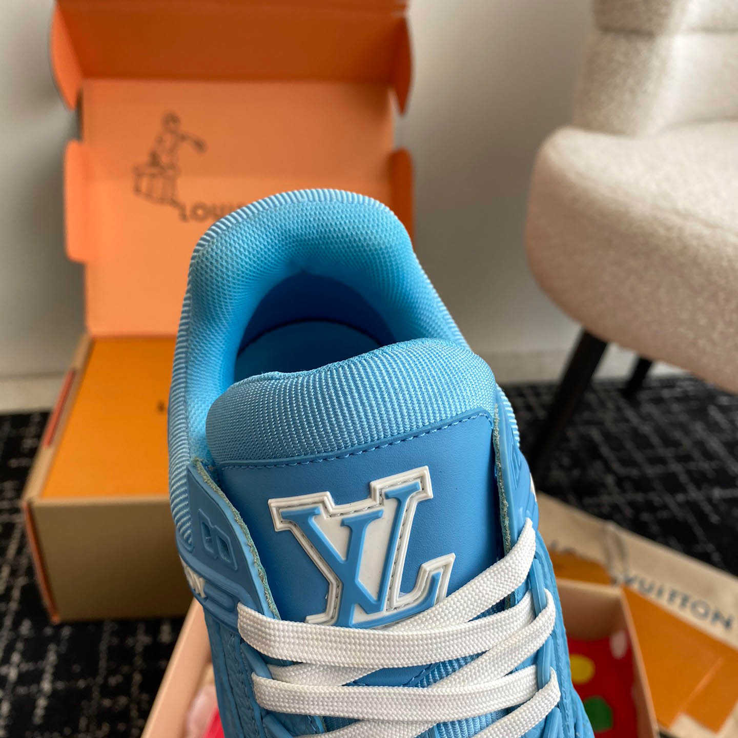 Louis Vuitton Trainer 'Embossed Monogram - Blue' - DopestKickz