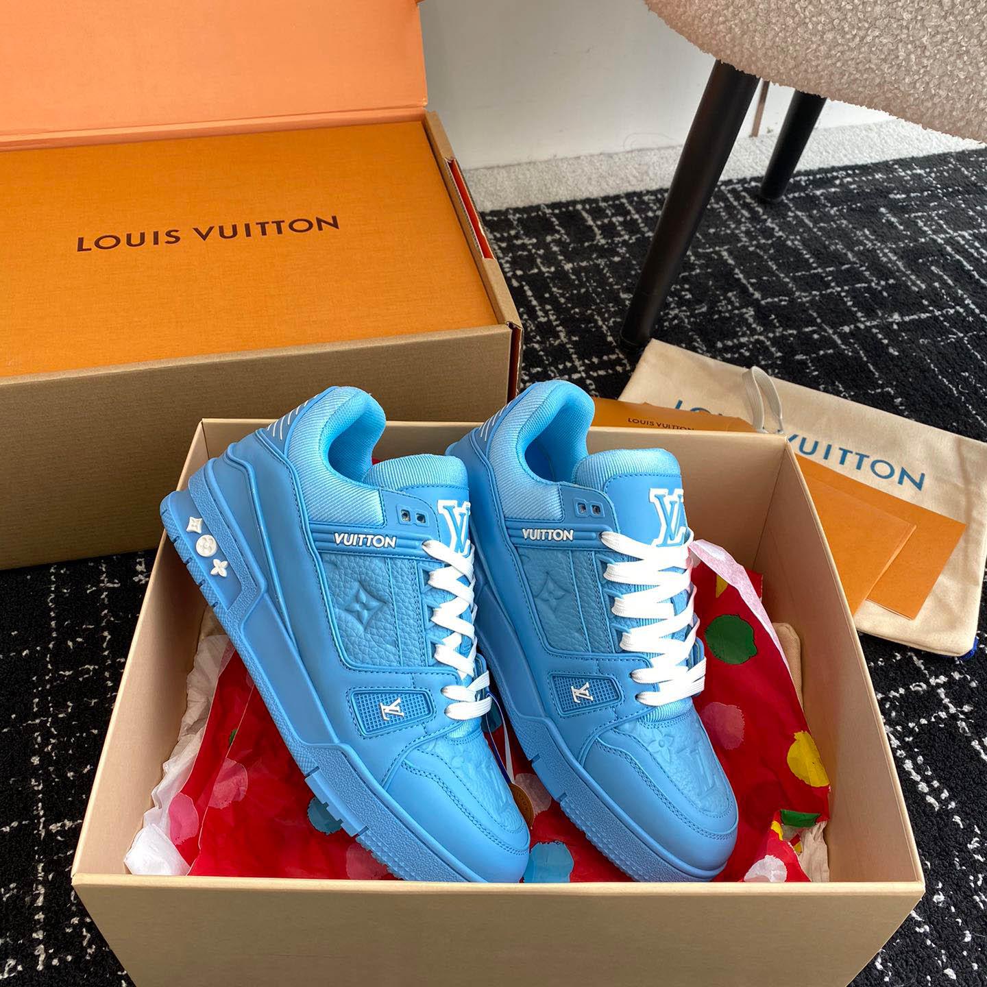 Louis Vuitton Trainer 'Embossed Monogram - Blue' - DopestKickz