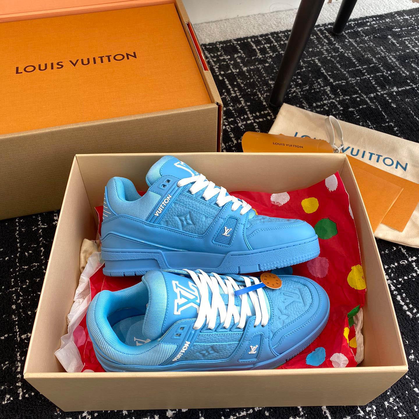 Louis Vuitton Trainer 'Embossed Monogram - Blue' - DopestKickz