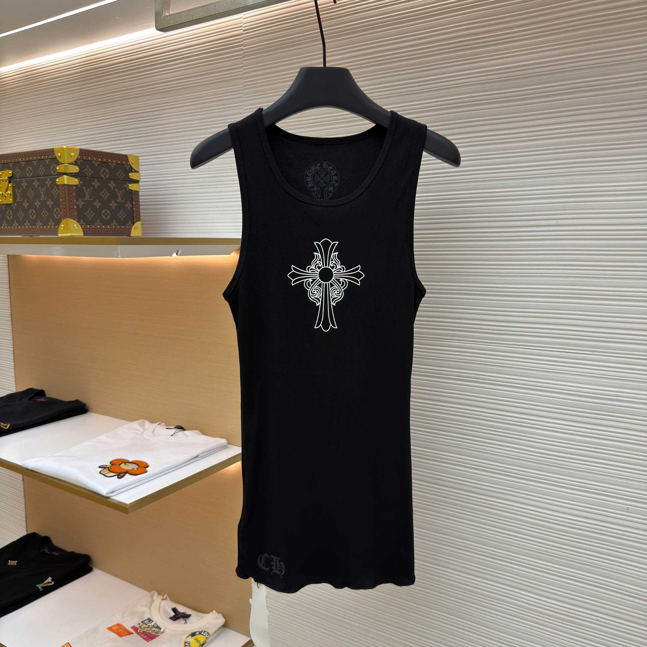 Chrome Hearts Hairy Cross Rib Tank 'Black' - DopestKickz