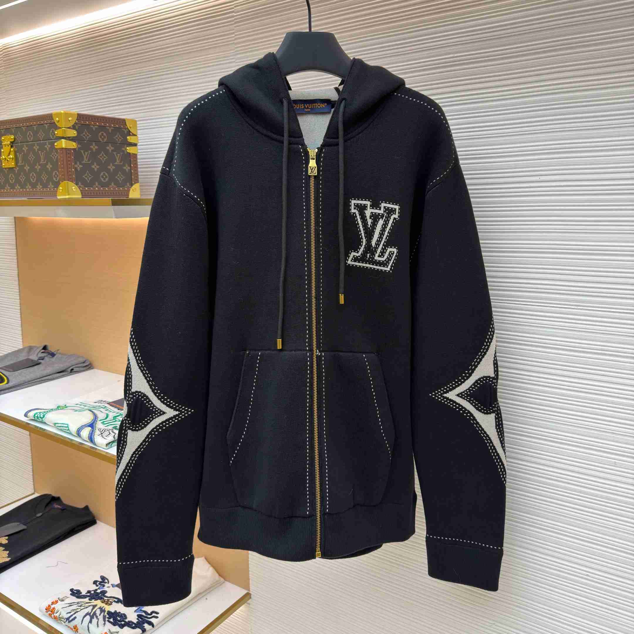 Louis Vuitton Graphic Intarsia Zipped Cotton Hoodie  - DopestKickz