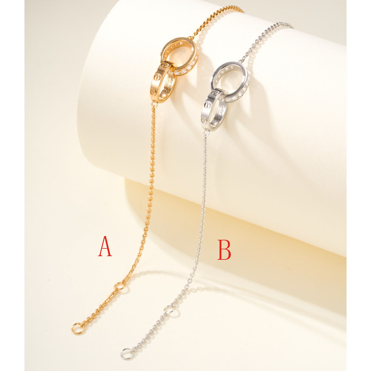 Cartier LOVE bracelet, On Chain, Half-Paved - DopestKickz