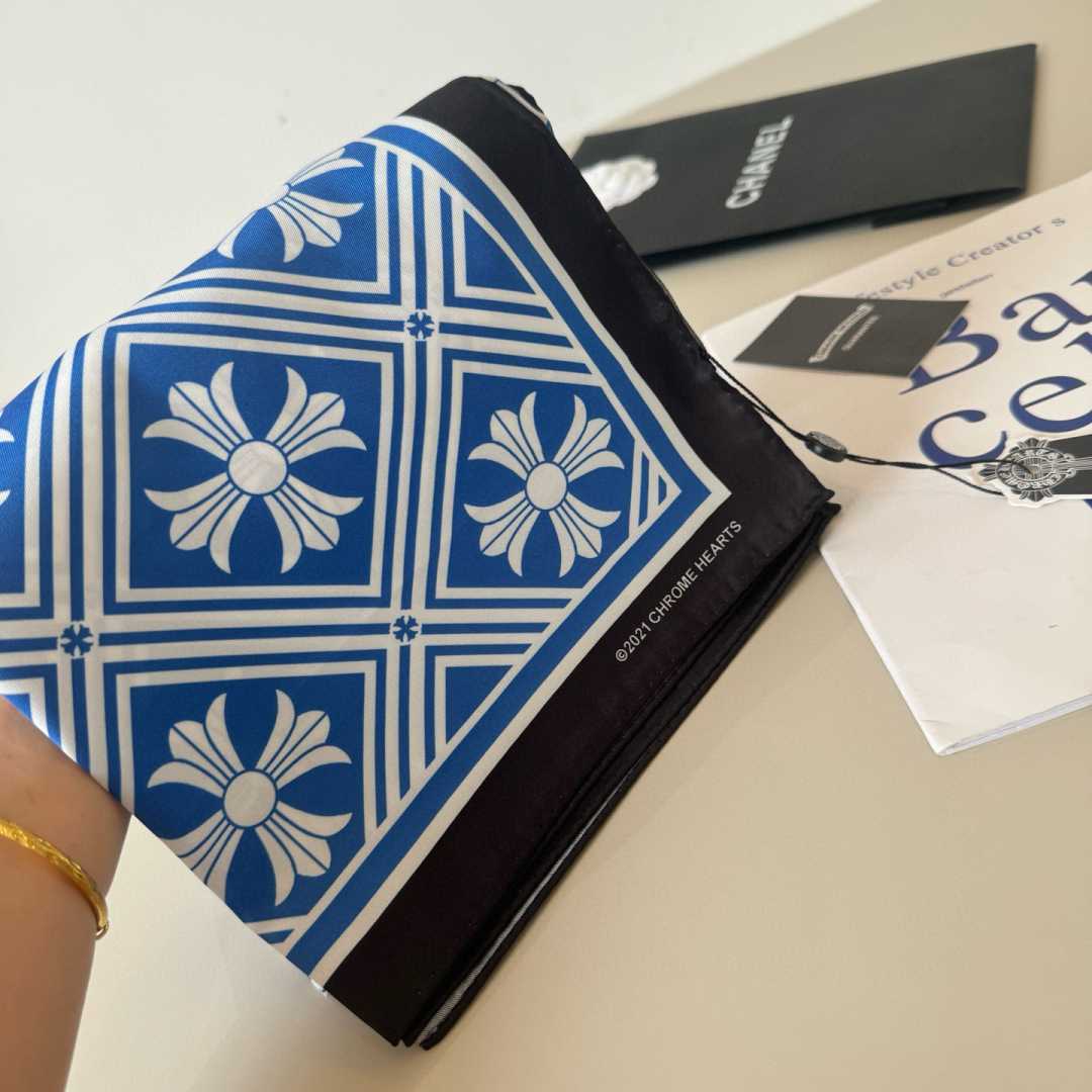 Chrome Heart Square Silk Scarf - DopestKickz