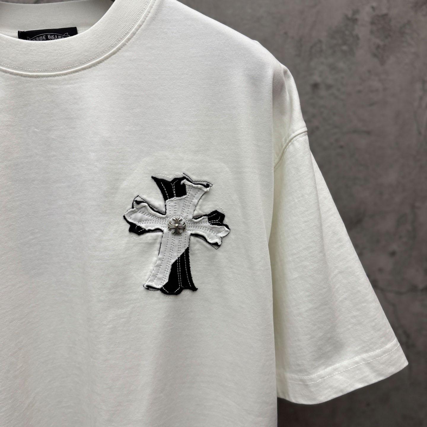 Chrome Hearts Large Cross Patch Embroidered Crew Neck Short Sleeve T-Shirt 'White' - DopestKickz