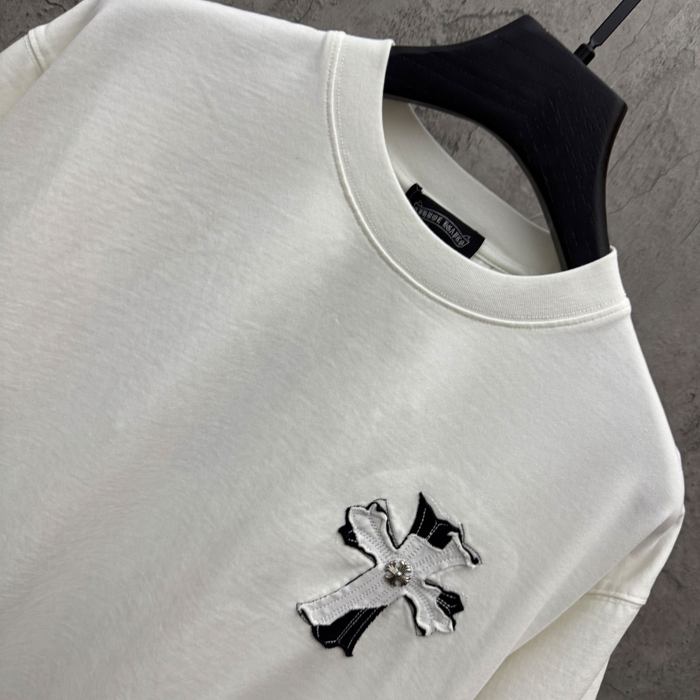Chrome Hearts Large Cross Patch Embroidered Crew Neck Short Sleeve T-Shirt 'White' - DopestKickz