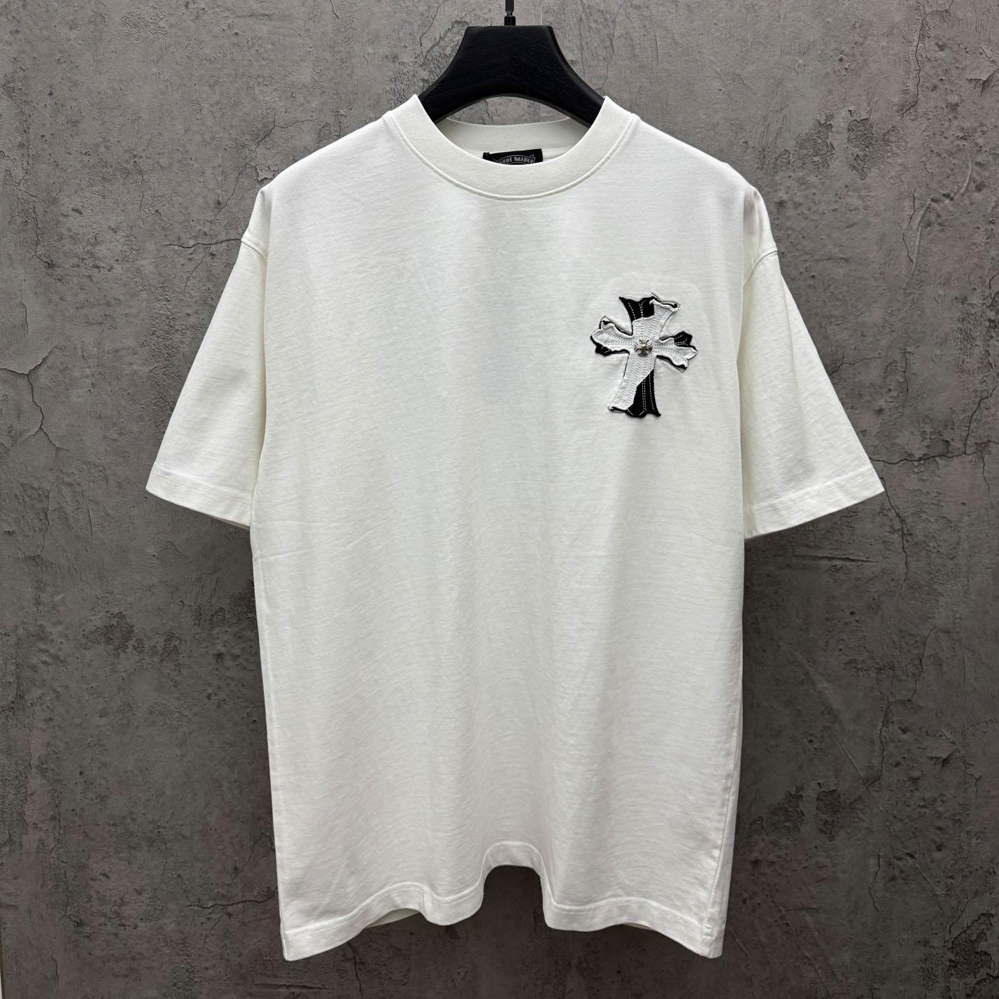 Chrome Hearts Large Cross Patch Embroidered Crew Neck Short Sleeve T-Shirt 'White' - DopestKickz