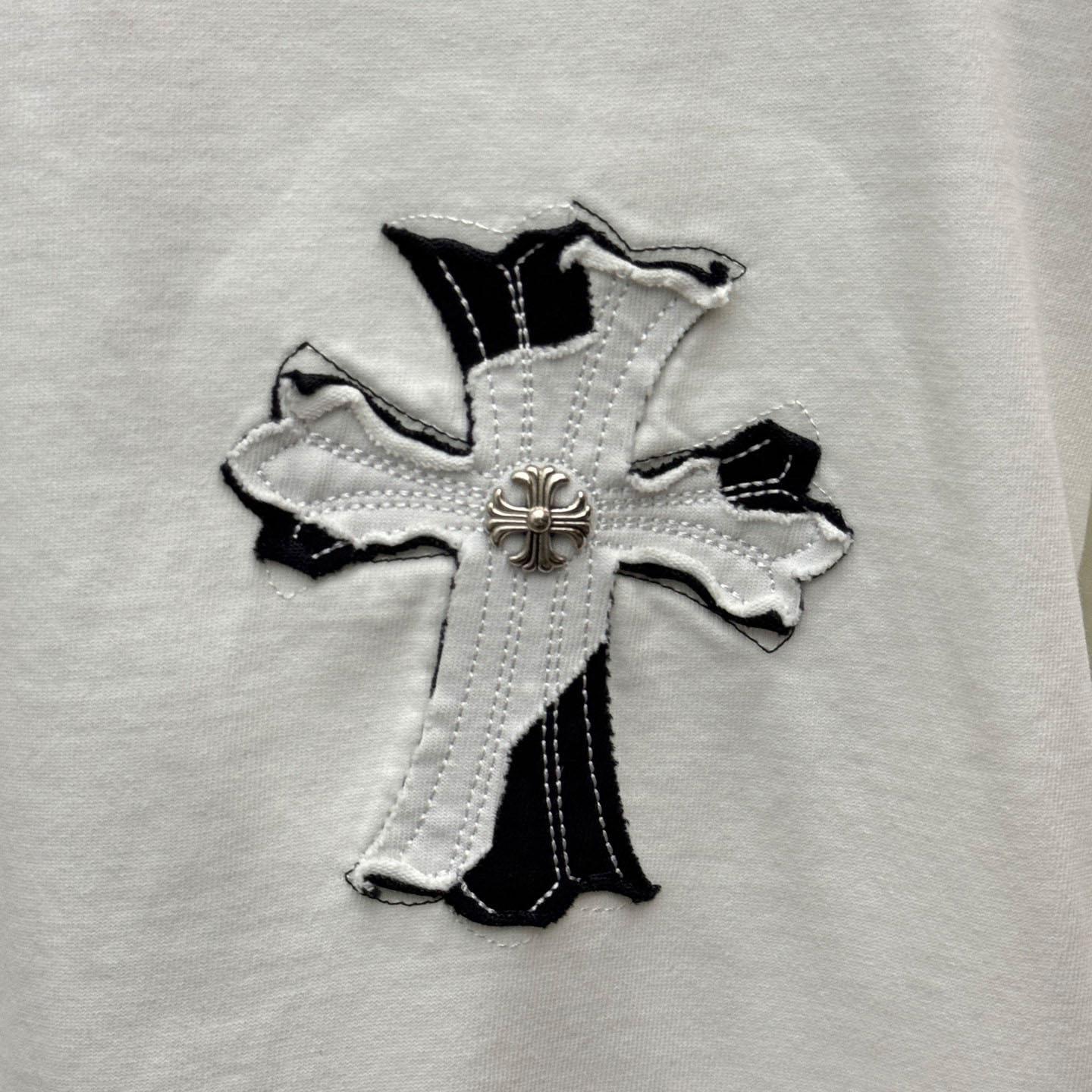 Chrome Hearts Large Cross Patch Embroidered Crew Neck Short Sleeve T-Shirt 'White' - DopestKickz