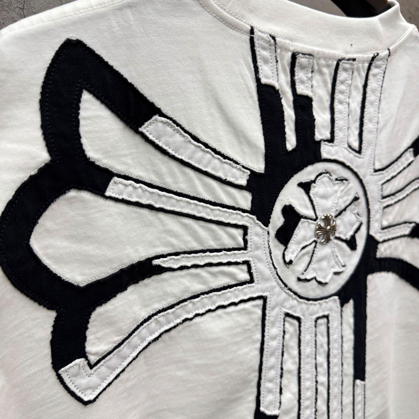 Chrome Hearts Large Cross Patch Embroidered Crew Neck Short Sleeve T-Shirt 'White' - DopestKickz