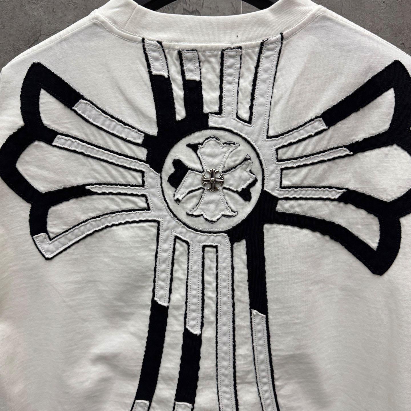 Chrome Hearts Large Cross Patch Embroidered Crew Neck Short Sleeve T-Shirt 'White' - DopestKickz