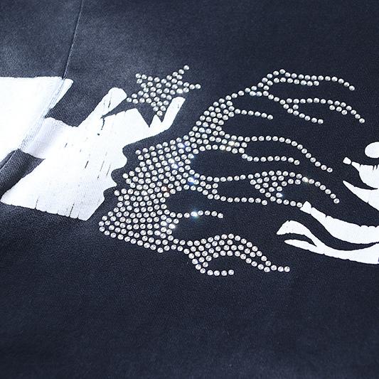 Hellstar Studios Cartoon Logo Glitter Logo T-Shirt 'Black' - DopestKickz