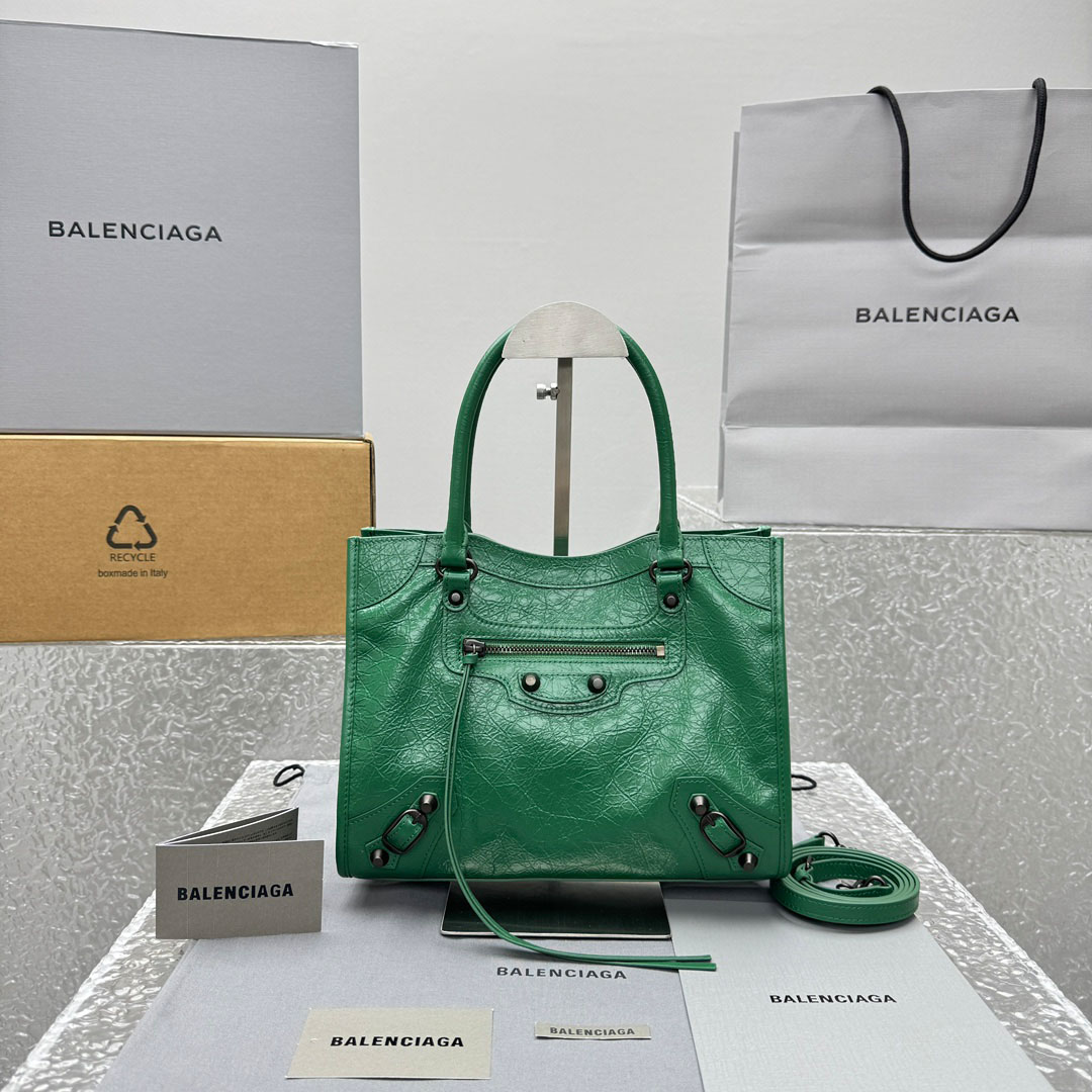 Balenciaga Le City Tote Bag Mini In Green - DopestKickz