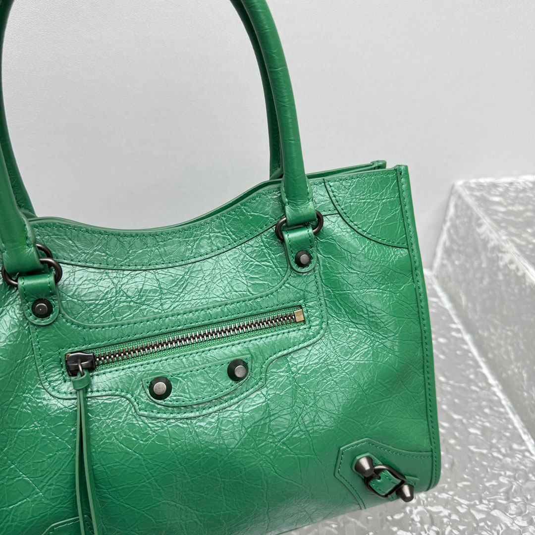 Balenciaga Le City Tote Bag Mini In Green - DopestKickz