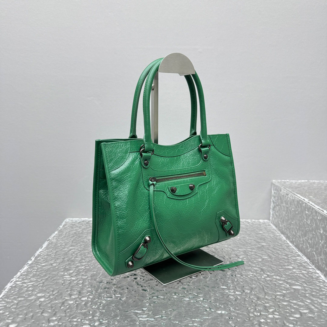 Balenciaga Le City Tote Bag Mini In Green - DopestKickz