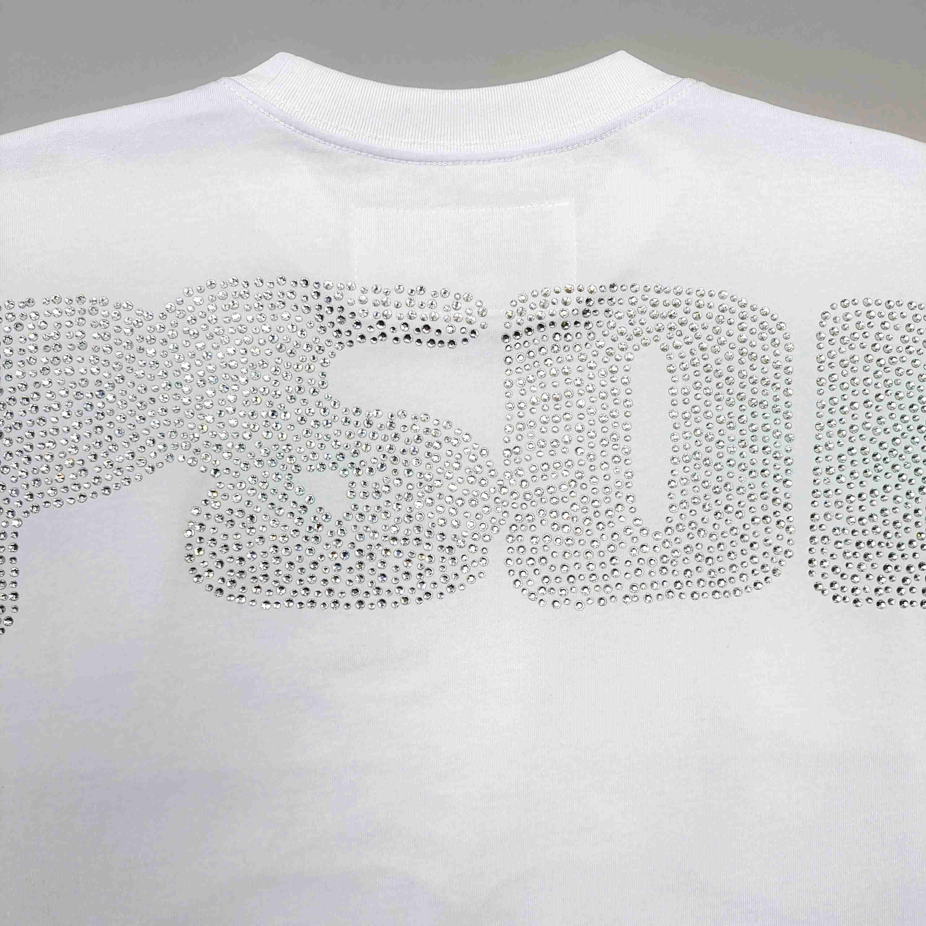 Sp5der Rhinestone Silk Tee 'White' - DopestKickz