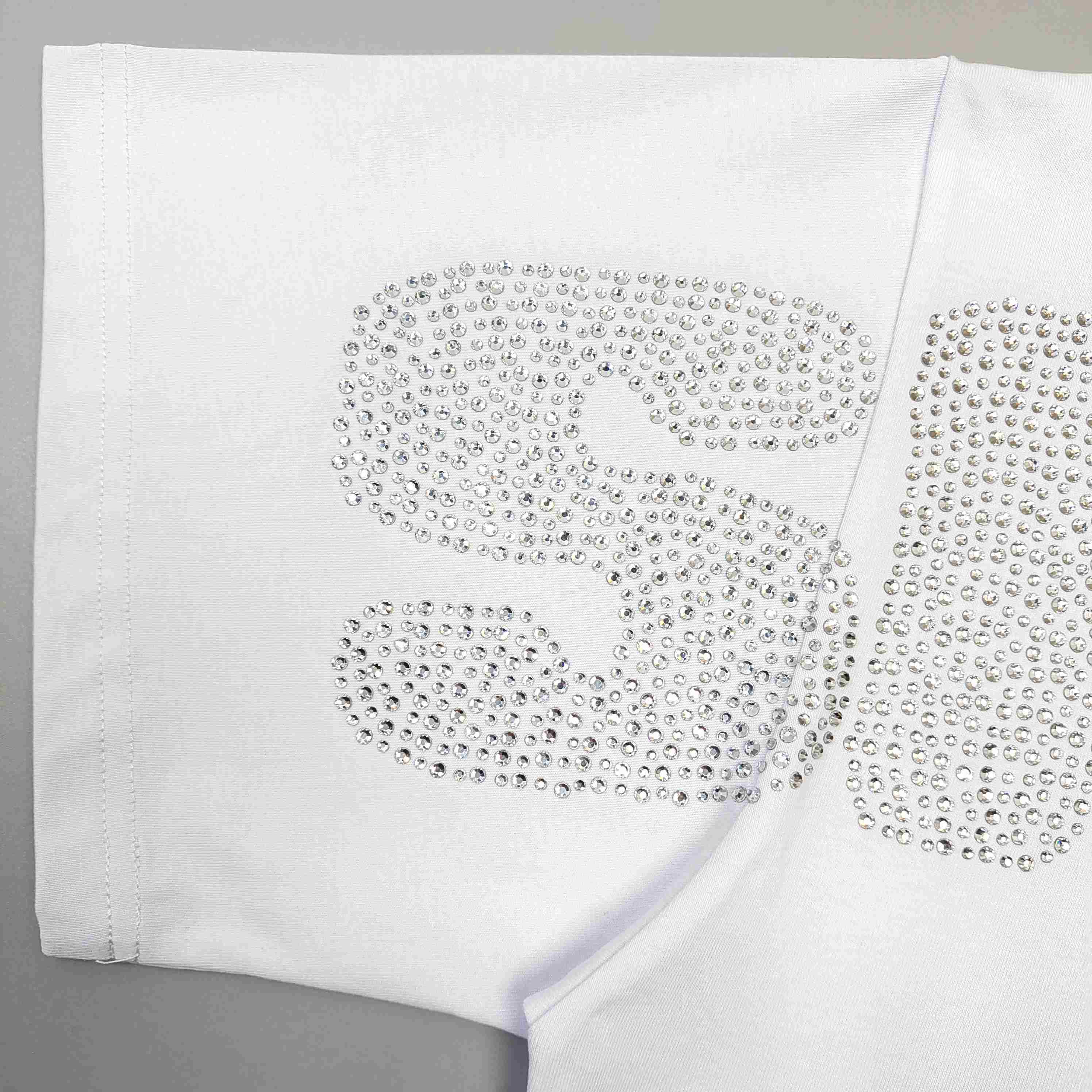 Sp5der Rhinestone Silk Tee 'White' - DopestKickz
