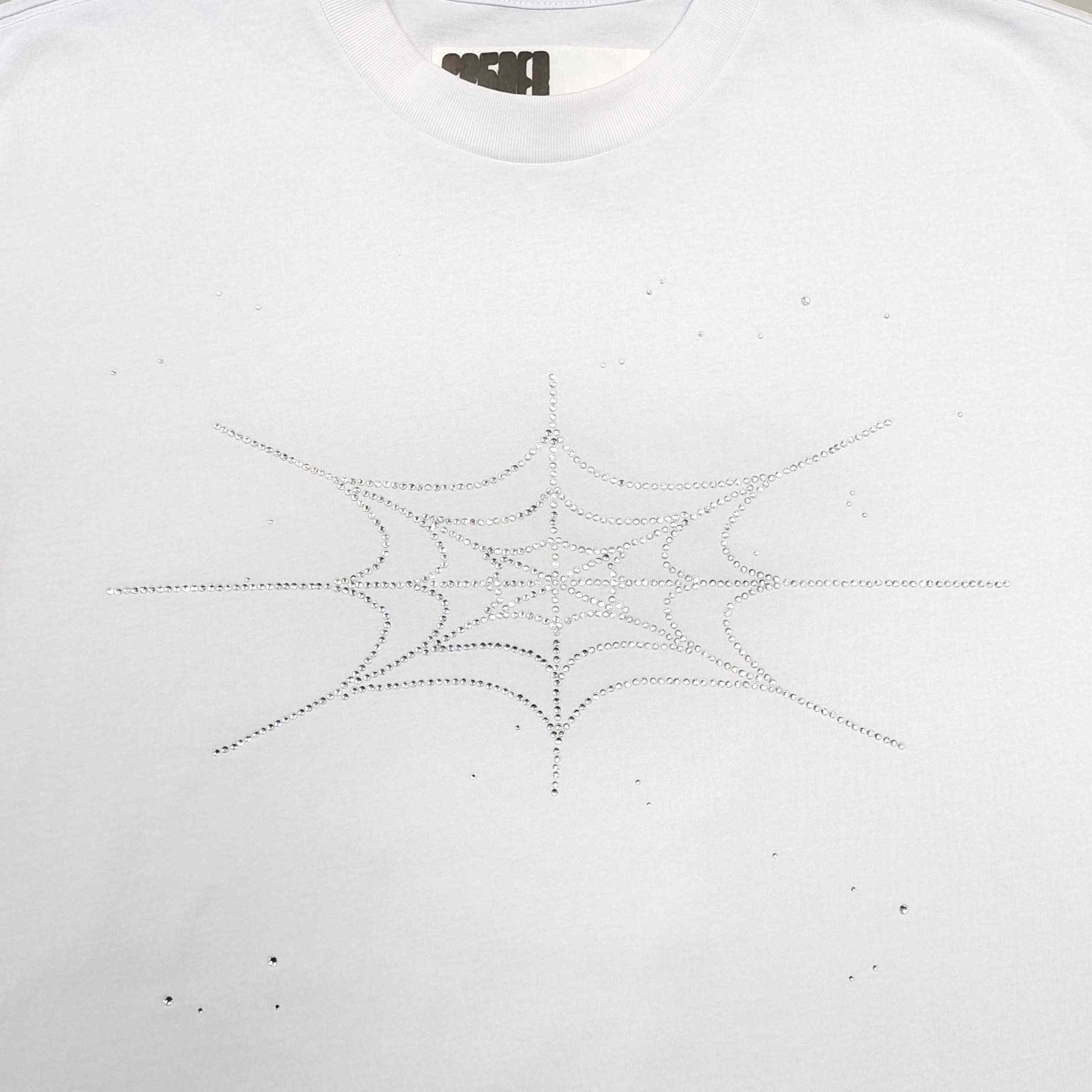 Sp5der Rhinestone Silk Tee 'White' - DopestKickz