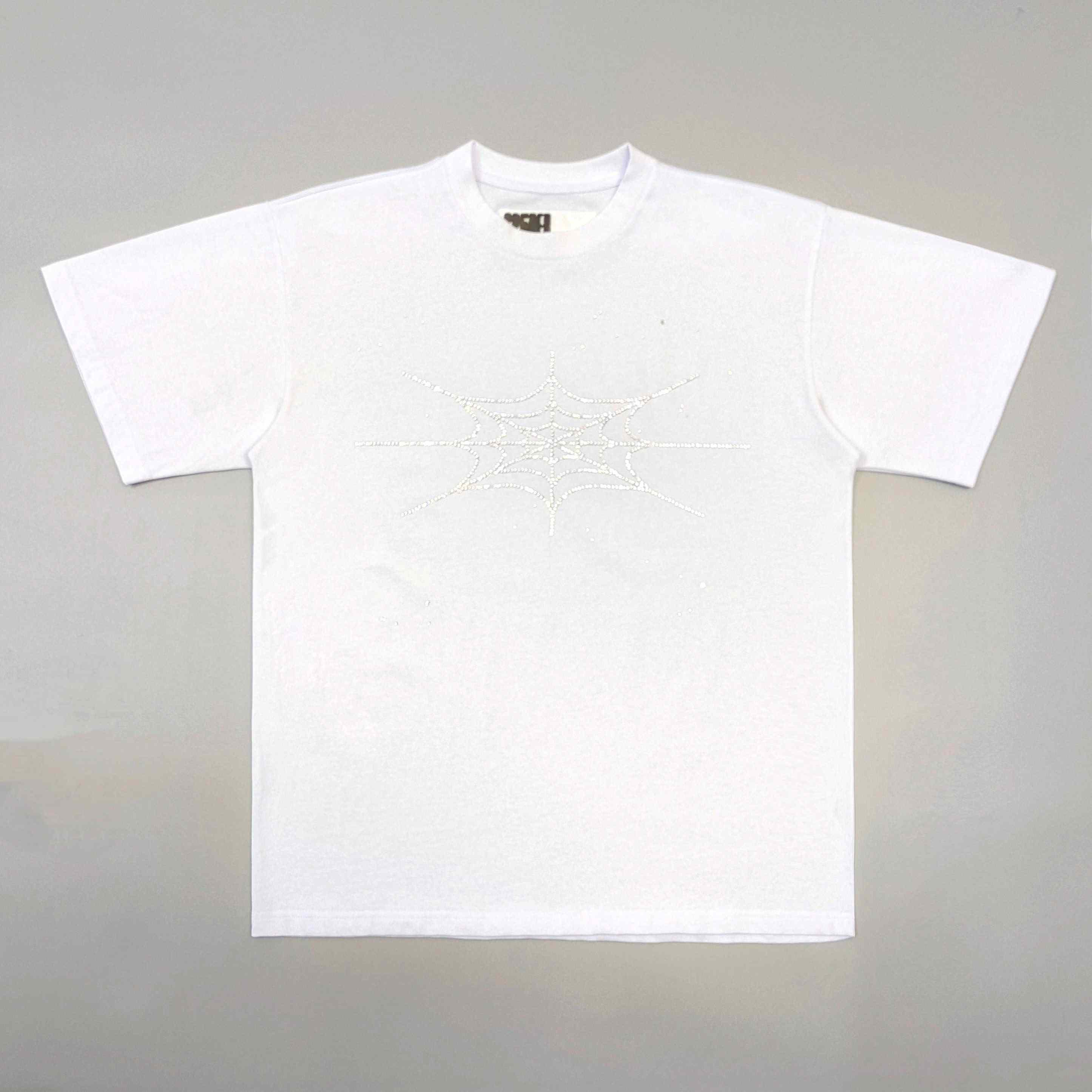 Sp5der Rhinestone Silk Tee 'White' - DopestKickz