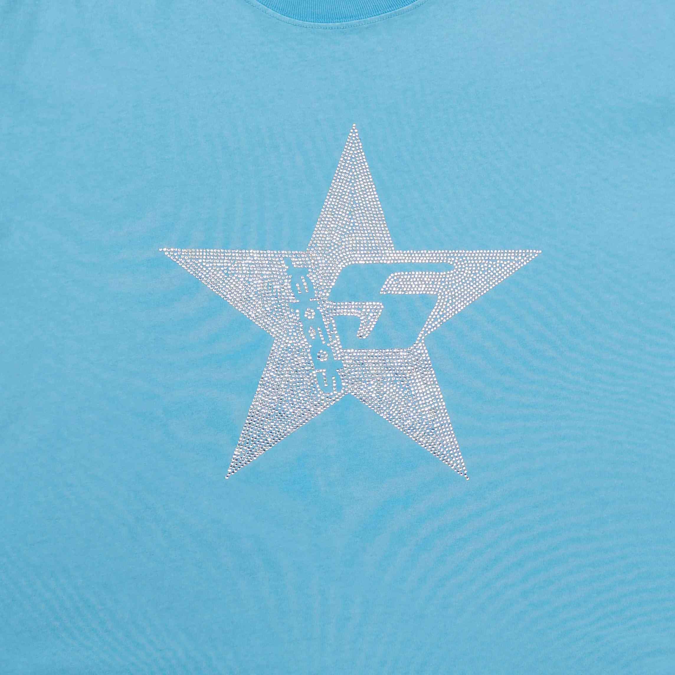 Sp5der Big 5 Star Rhinestone Tee 'Light Blue' - DopestKickz