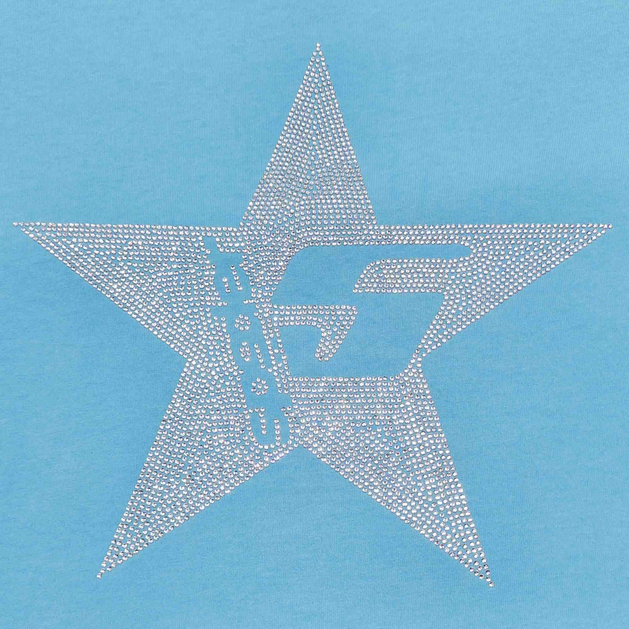 Sp5der Big 5 Star Rhinestone Tee 'Light Blue' - DopestKickz