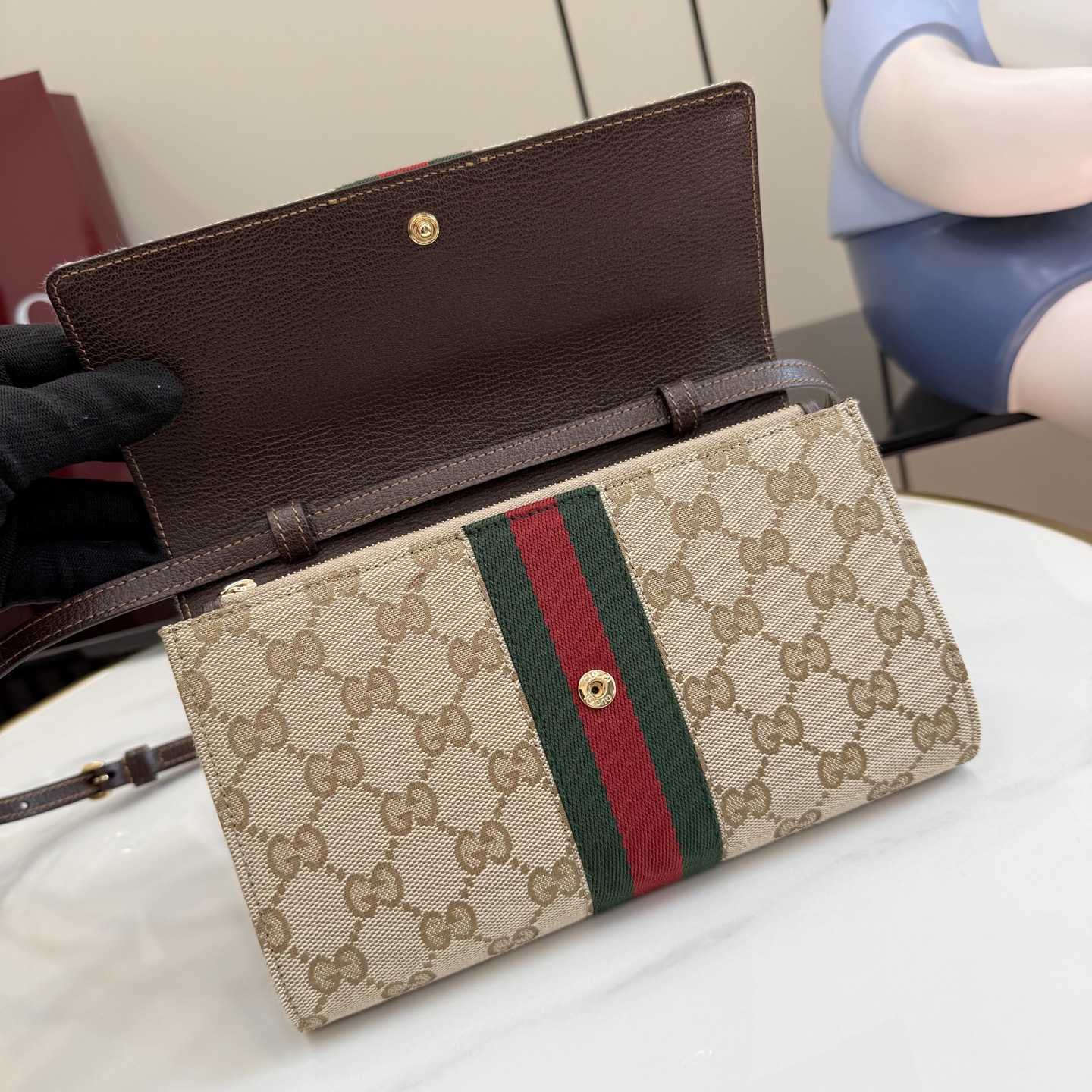 Gucci Horsebit Web Wallet With Strap - DopestKickz