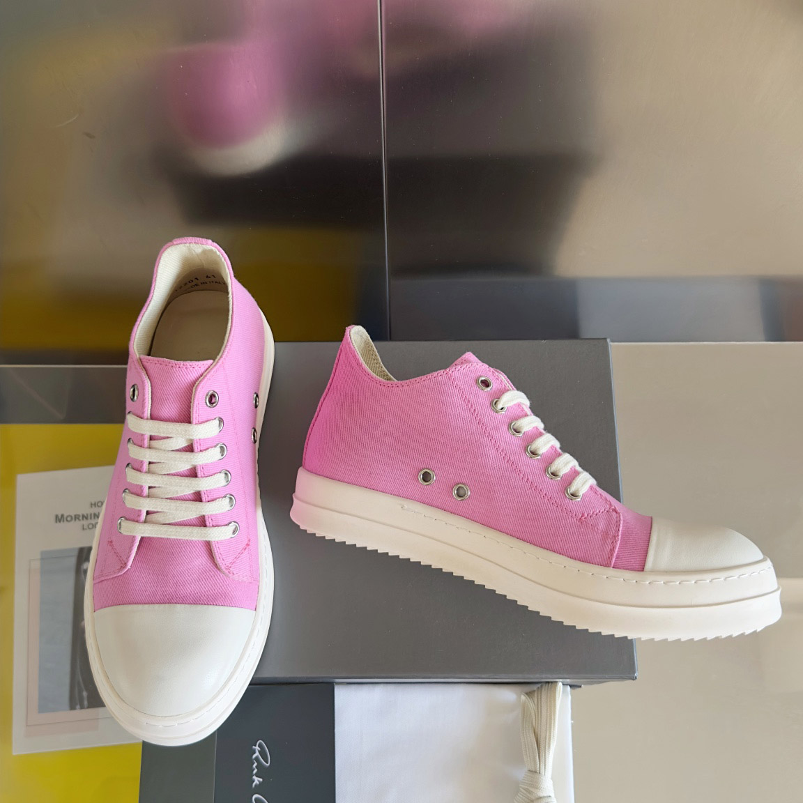Rick Owens Drkshdw Pink Low Sneakers - DopestKickz
