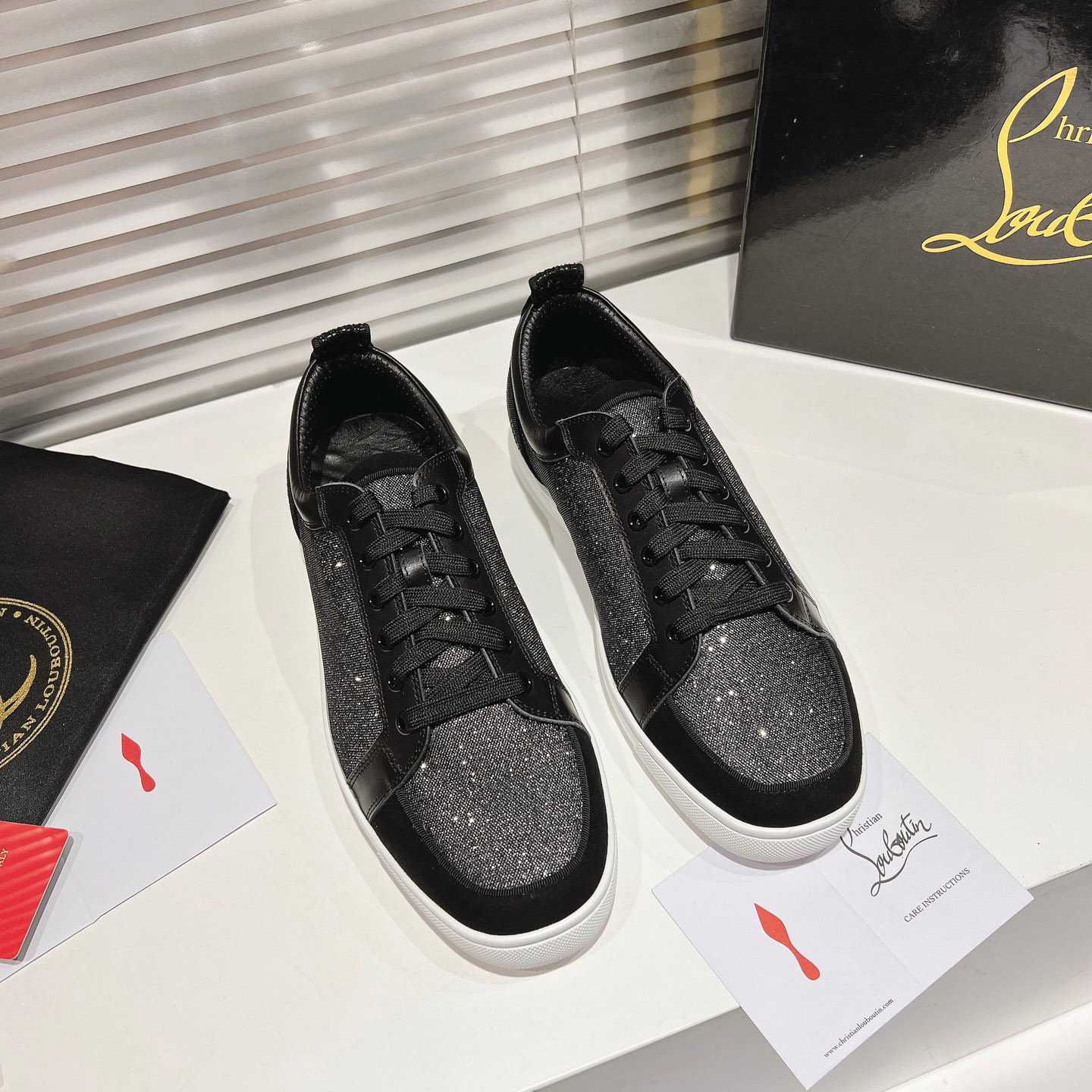 Christian Louboutin Rantulow Canvas, Snake-Effect Leather And Suede Sneakers - DopestKickz