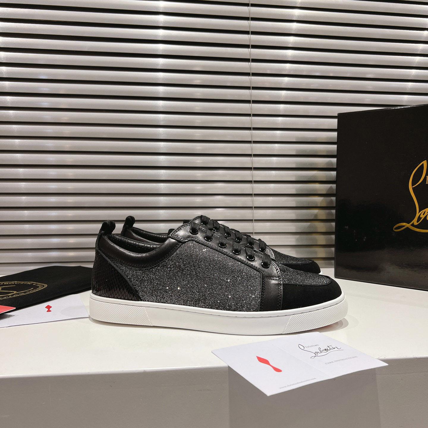 Christian Louboutin Rantulow Canvas, Snake-Effect Leather And Suede Sneakers - DopestKickz