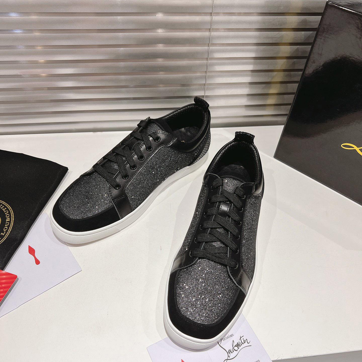 Christian Louboutin Rantulow Canvas, Snake-Effect Leather And Suede Sneakers - DopestKickz