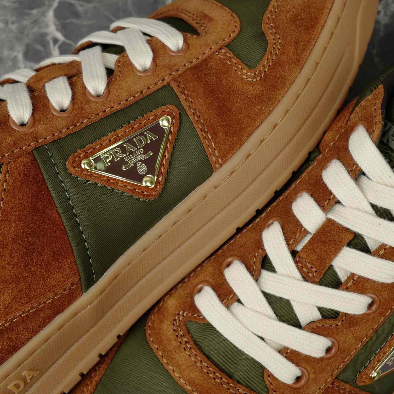 Prada Downtown Re-Nylon And Suede Sneakers - DopestKickz