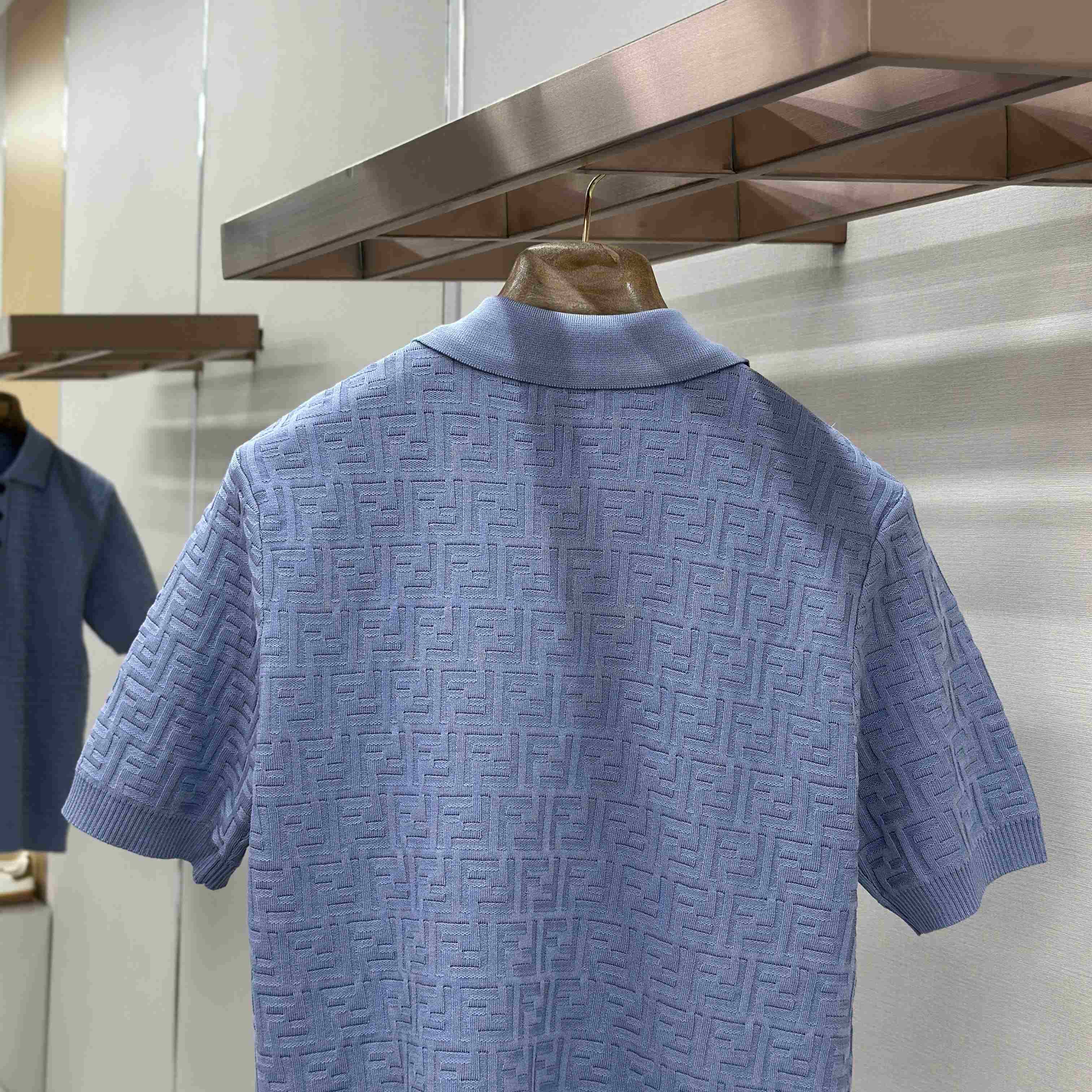 Fendi  Light Blue FF Cotton Polo Shirt - DopestKickz