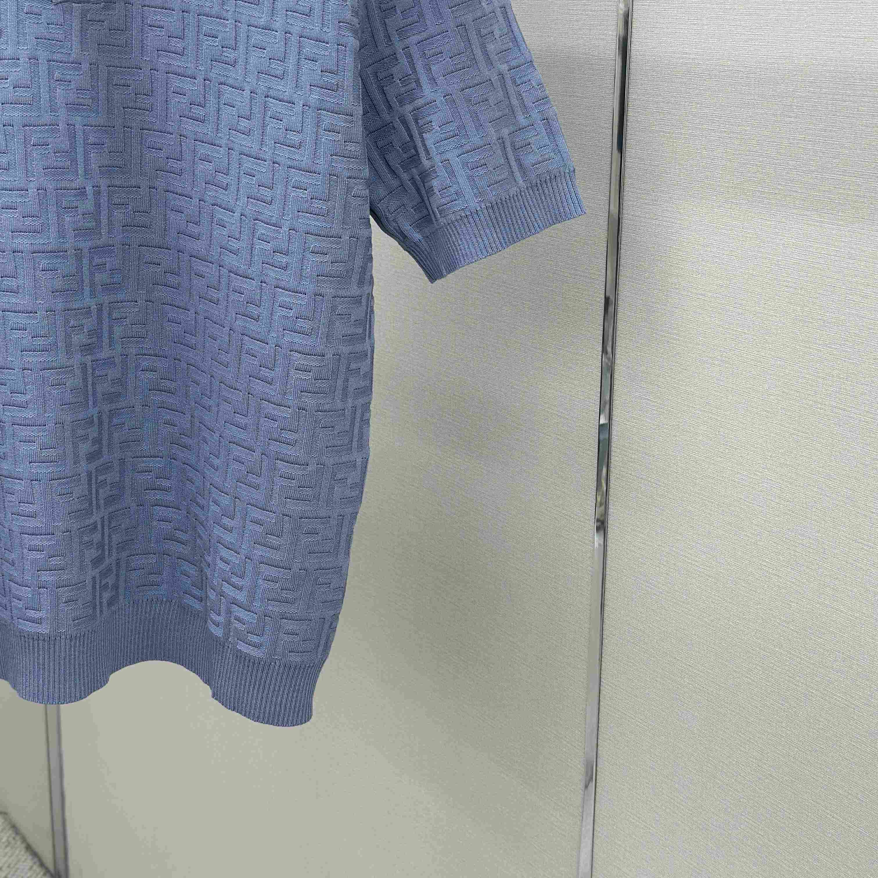 Fendi  Light Blue FF Cotton Polo Shirt - DopestKickz