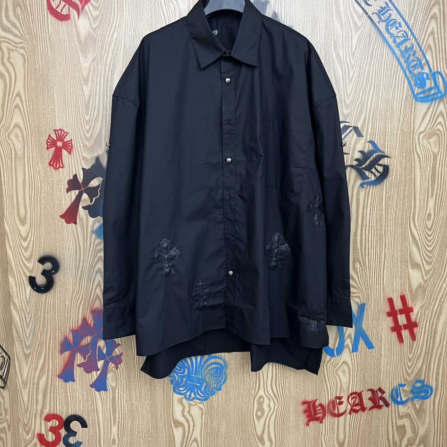 Chrome Hearts  Oversized Cross Patch Shirt - DopestKickz