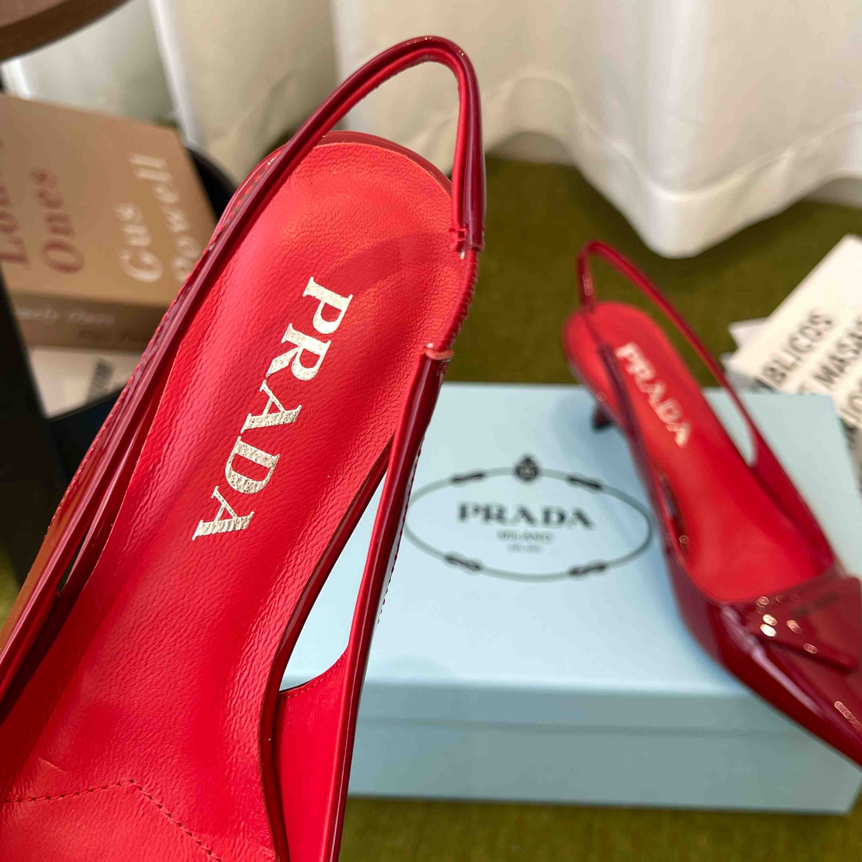 Prada Patent Leather Slingback Pumps - DopestKickz