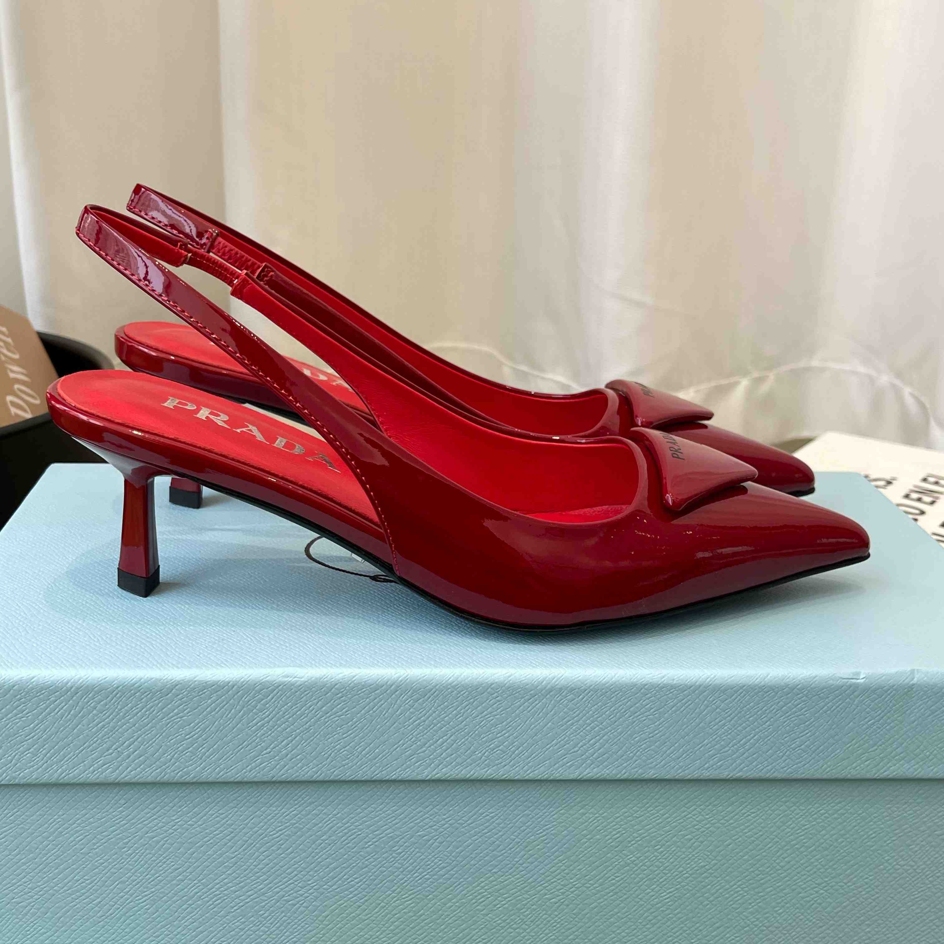 Prada Patent Leather Slingback Pumps - DopestKickz