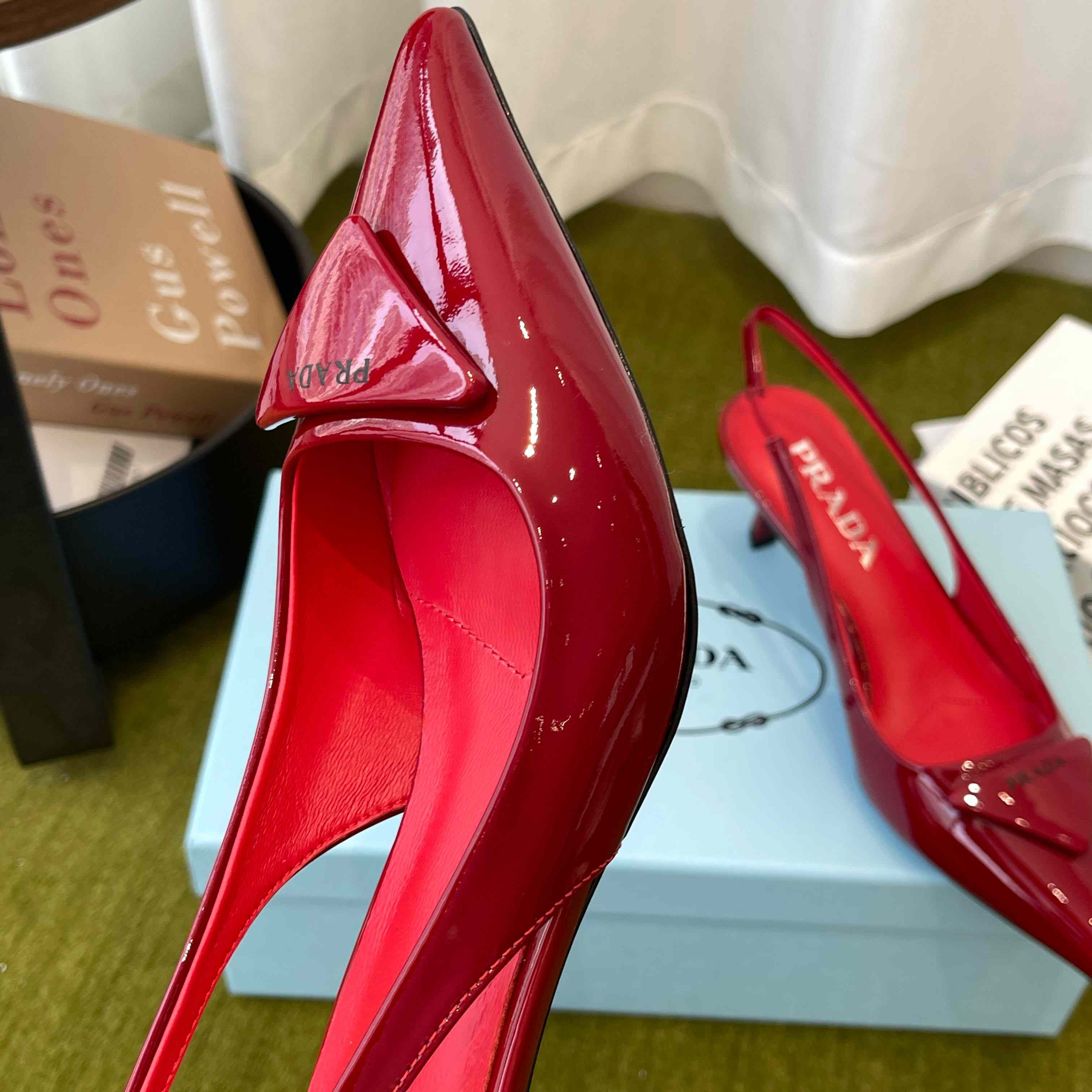 Prada Patent Leather Slingback Pumps - DopestKickz