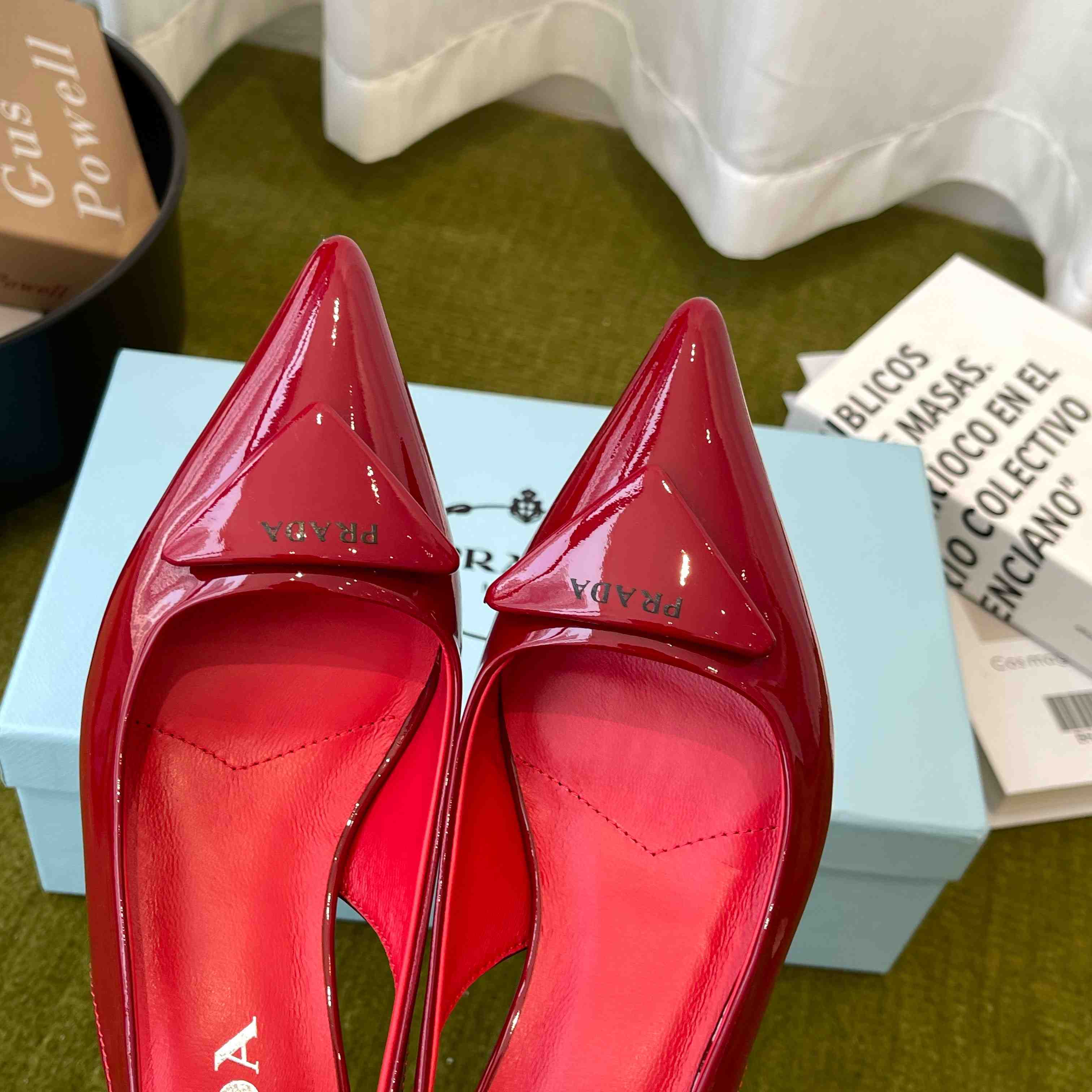 Prada Patent Leather Slingback Pumps - DopestKickz