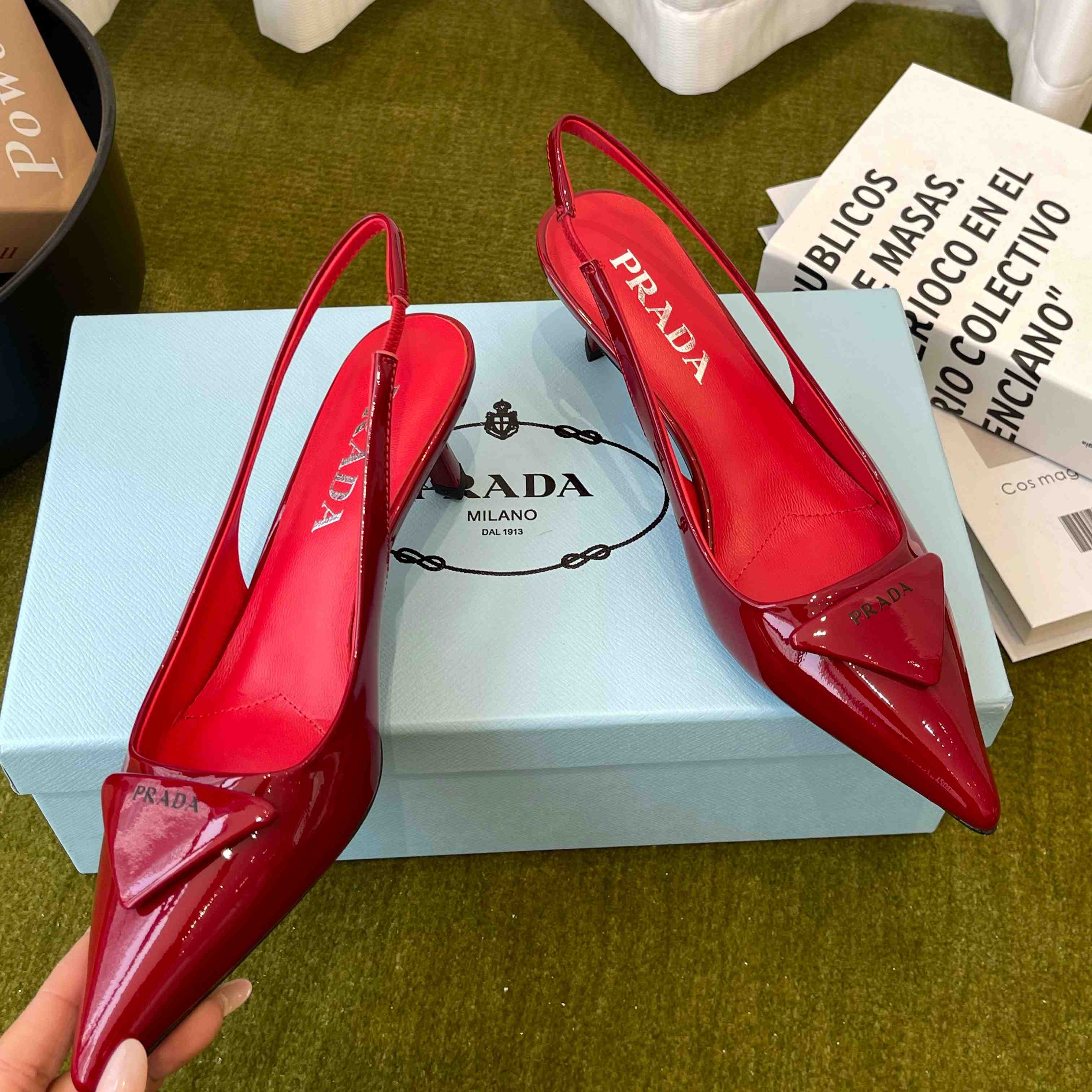 Prada Patent Leather Slingback Pumps - DopestKickz